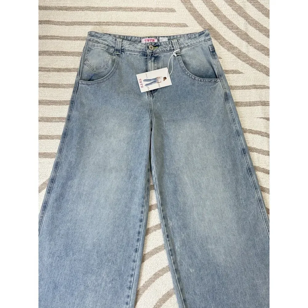 NWT Y2K Oversized High Waist Wide Leg Baggy Jeans Women Size 15 34W X 32L
